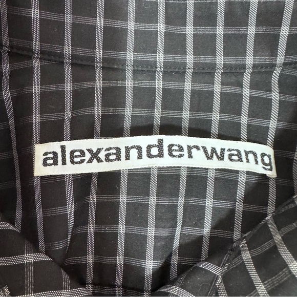 Alexander Wang Layered Checked Tie Front Poplin Shirt- S - Picture 6 of 8